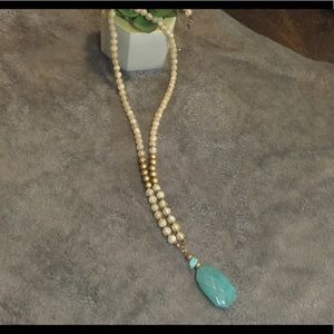 Long beaded statement necklace